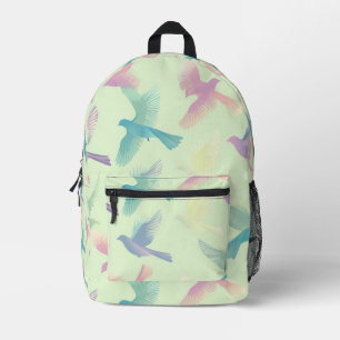 Sac À Dos Imprimé Motif d'oiseaux Pastel Carrelé