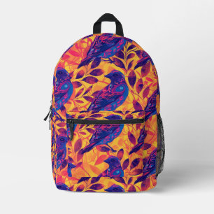 Sac À Dos Imprimé Motif d'oiseaux psychédélique