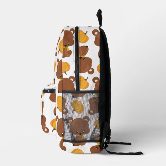 Sac À Dos Imprimé Motif D'Ours, Ours Mignons, Automne, Citrouille (Droite)