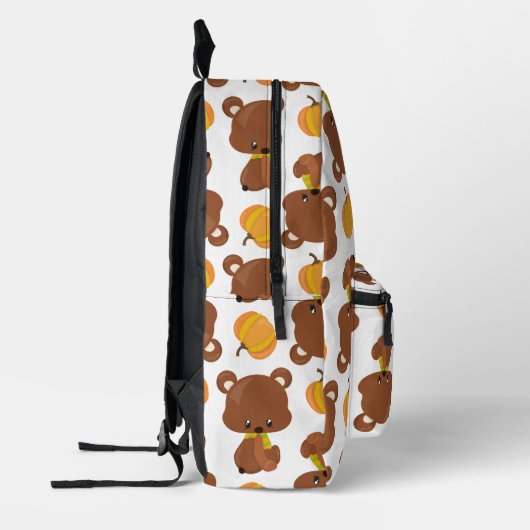 Sac À Dos Imprimé Motif D'Ours, Ours Mignons, Automne, Citrouille (Gauche)