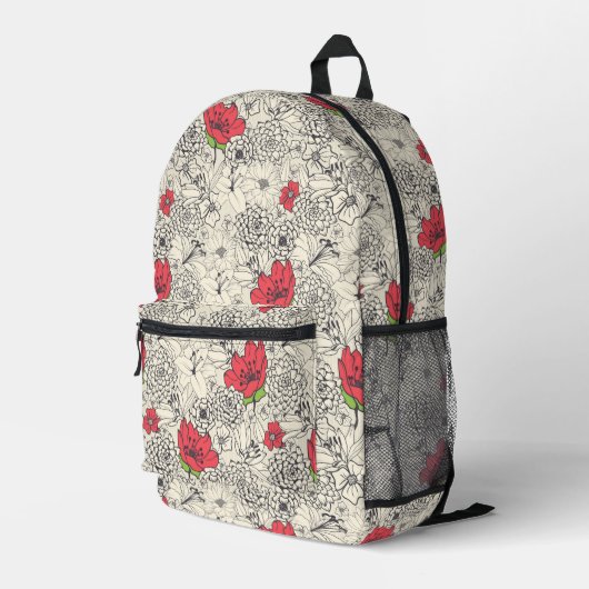 Sac À Dos Imprimé Motif du jardin de fleurs de pavot (Coin arrière droit)