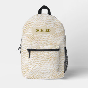 Sac À Dos Imprimé Motif élégant en peau de serpent beige crème Repti
