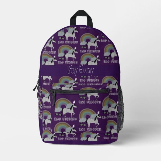 Sac À Dos Imprimé Motif Emo Unicorn (Recto)