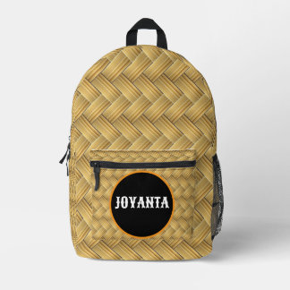Sac À Dos Imprimé Motif en bambou tissé rustique nom personnalisé