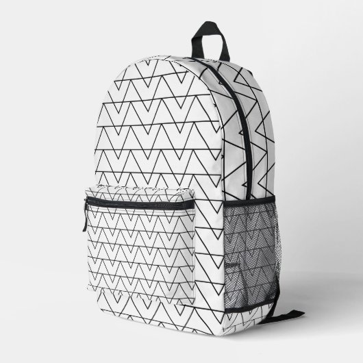 Sac À Dos Imprimé Motif en bande Chevron noir et blanc (Coin arrière droit)