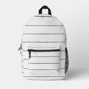 Sac À Dos Imprimé Motif en bois blanc rustique Shiplap