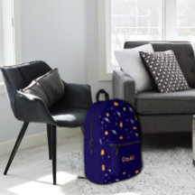 Motif espace lavande orange bleu nom