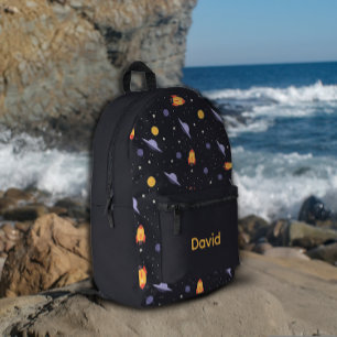 Sac À Dos Imprimé Motif espace lavande orange noir nom