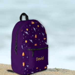 Sac À Dos Imprimé Motif espace lavande orange violet nom