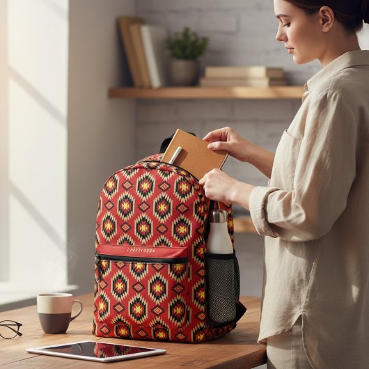 Sac À Dos Imprimé Motif ethnique moderne Nom personnalisé