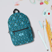 Sac À Dos Imprimé Motif Feuille bleu avec Monogram
