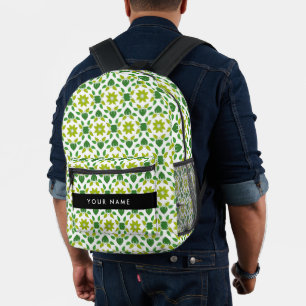 Sac À Dos Imprimé Motif feuille, Feuilles verts, votre nom