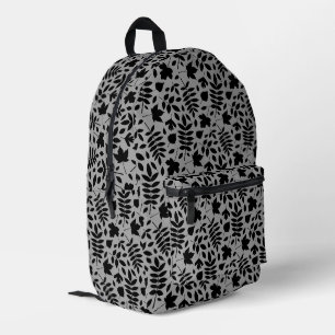 Sac À Dos Imprimé Motif Feuille tombé noir sur gris