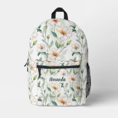 Sac À Dos Imprimé Motif Fleurs Blanches Retour à l'École Botanique (Recto)