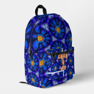 Sac À Dos Imprimé Motif Fleurs bleues Abstraites