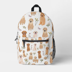 Sac À Dos Imprimé Motif floral Golden Retriever Chien mignon & Sau
