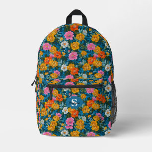 Sac À Dos Imprimé Motif floral Vintage rustique coloré en bleu (2)