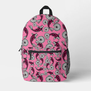 Sac À Dos Imprimé Motif folklorique de carpe rose indigo japonais
