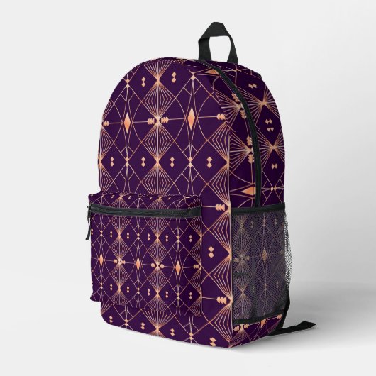 Sac À Dos Imprimé Motif géométrique complexe avec des lignes orange (Coin arrière droit)
