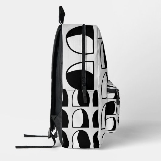 Sac À Dos Imprimé Motif géométrique en demi-cercle noir et blanc (Gauche)
