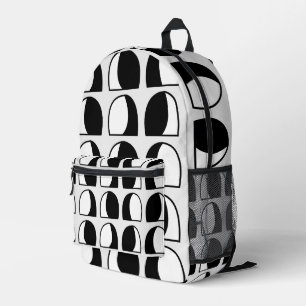 Sac À Dos Imprimé Motif géométrique en demi-cercle noir et blanc