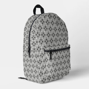 Sac À Dos Imprimé motif géométrique fin gris noir et blanc