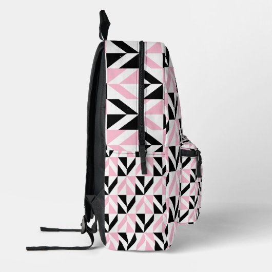 Sac À Dos Imprimé Motif géométrique noir, blanc et rose (Gauche)