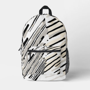 Sac À Dos Imprimé Motif géométrique rayures noir, blanc et gris
