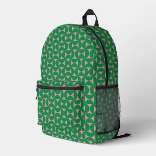 Sac À Dos Imprimé Motif géométrique vert et rose de la forêt Abstrai