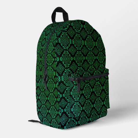 Sac À Dos Imprimé Motif géométrique vert / Impression indienne (Coin arrière gauche)