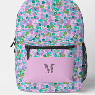 Sac À Dos Imprimé Motif Grenouilles Roses Monogramme Personnalisé