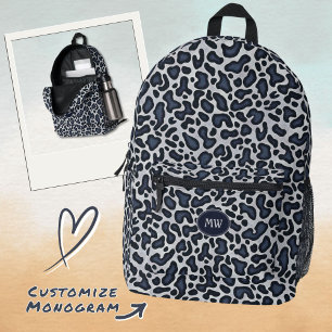 Sac À Dos Imprimé Motif gris bleu denim peau de léopard -  Ba imprim