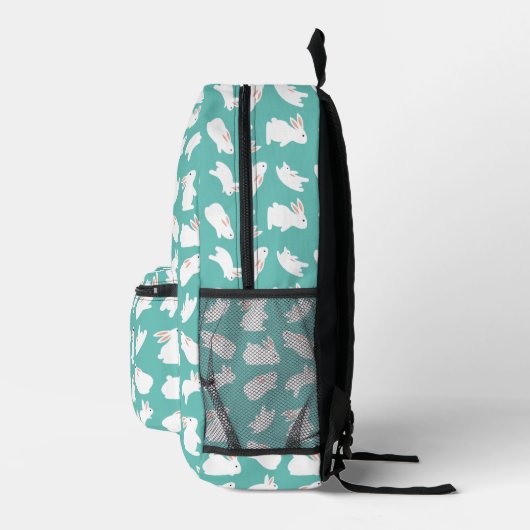 Sac À Dos Imprimé Motif lapin mignon sur Turquoise (Droite)