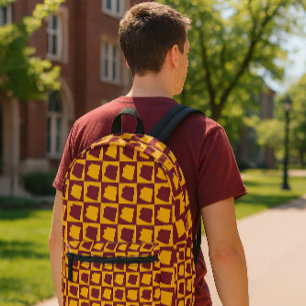 Sac À Dos Imprimé Motif Marron et Or Damier d'Arizona