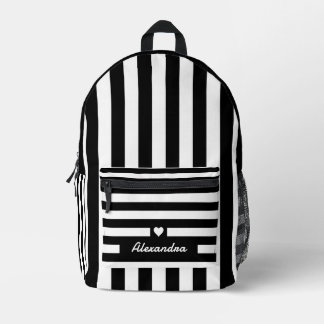 Sac À Dos Imprimé Motif moderne noir blanc rayé avec coeur