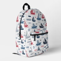 Motif nautique avec voiliers et poissons