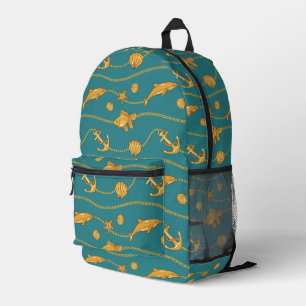 Sac À Dos Imprimé Motif Nautique Or