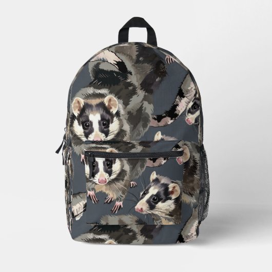 Sac À Dos Imprimé Motif Opossum en mosaïque (Recto)