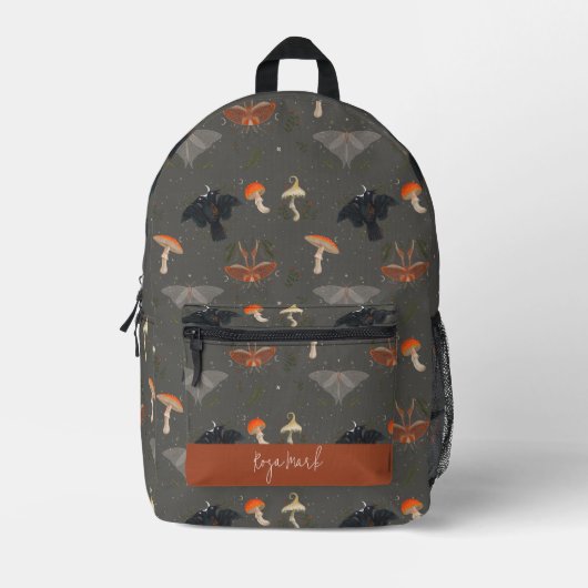 Sac à dos imprimé Motif papillon de champignons (Recto)