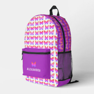 Sac À Dos Imprimé Motif Papillon École Rose Violet Fille Mignonne Am