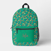 Sac À Dos Imprimé Motif papillon turquoise violet vert nom (Recto)