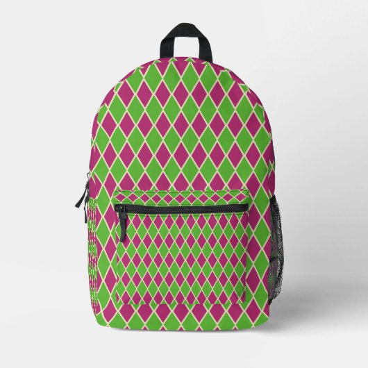 Sac À Dos Imprimé Motif Pastel Prépa Golf Argyle (Recto)