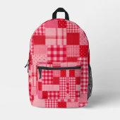 Sac À Dos Imprimé Motif patchwork rose rouge (Recto)