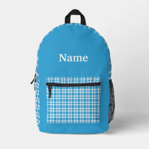 Sac À Dos Imprimé Motif Personnalisé à Carreaux Bleus Blancs
