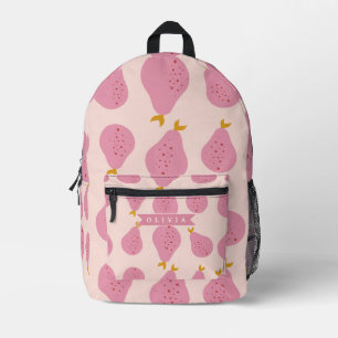 Sac À Dos Imprimé Motif personnalisé de poire rose, joli fruit fémin