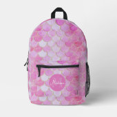 Sac À Dos Imprimé Motif Pink Pastel & Gold Shimmer Mermaid (Recto)