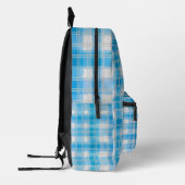 Sac À Dos Imprimé Motif Plaid En vichy Vérifier le Monogramme bleu c (Gauche)