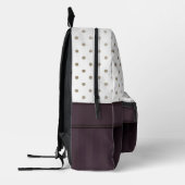Sac À Dos Imprimé Motif pois et prune poudré avec nom (Gauche)