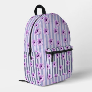 Sac À Dos Imprimé motif rayé avec des pâquerettes violettes