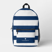 Sac À Dos Imprimé Motif rayé bleu de la marine moderne avec coeur (Recto)